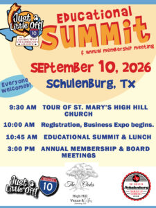 Central Texas I-10 Community Alliance promotion of the 2026 Educational Summit & Annual Meeting in Schulenburg TX